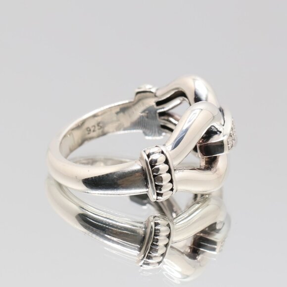 Authentic Lagos Caviar Sterling Silver Cluster 12 Diamonds Ring - Picture 9 of 9